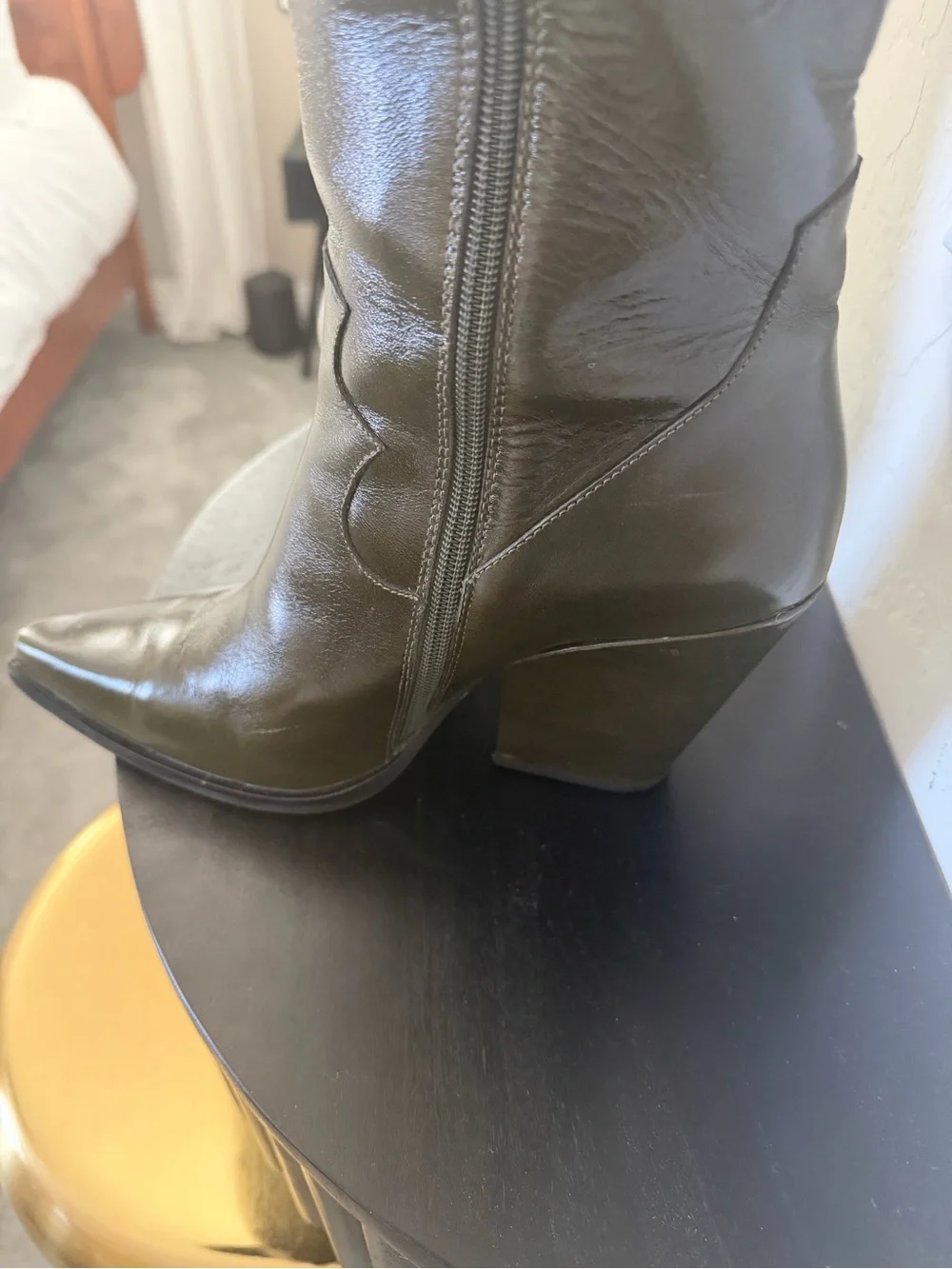 Free People Olive Green Leather Over-the-Knee Boots